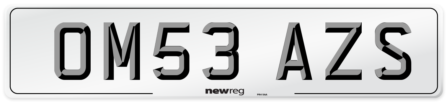 OM53 AZS Number Plate from New Reg